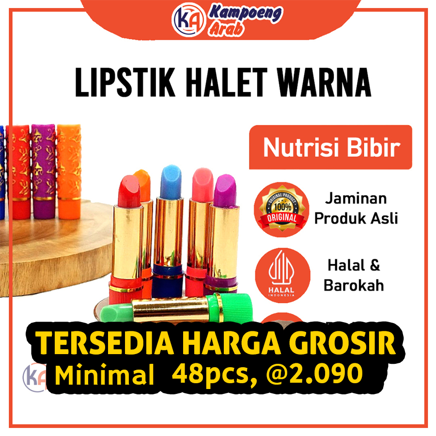 HARGA SPESIAL MIN 48 PCS Lipstik Hare HALET Arab Warna Warni Untuk Menutrisi Melembapkan bibir