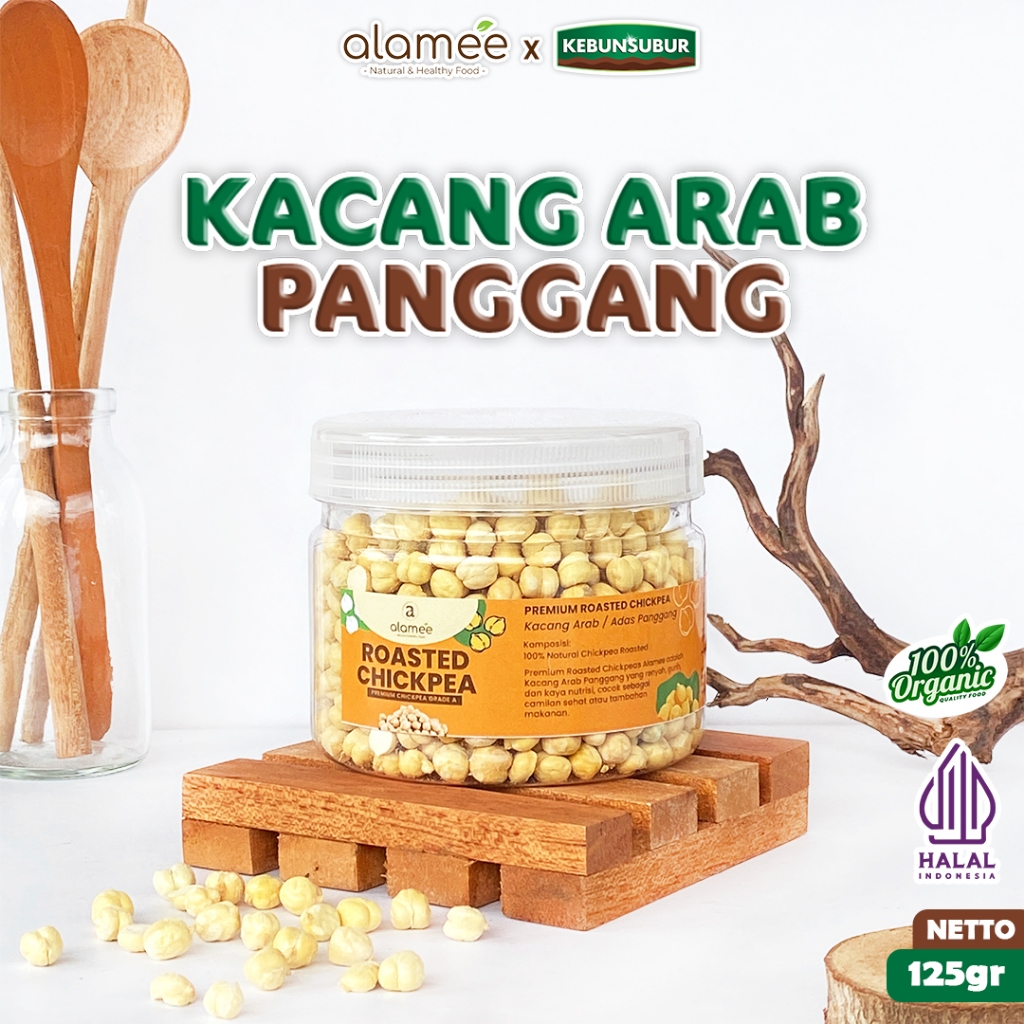 

ALAMEE Kacang Arab Panggang Roasted Chikpea Kacang Adas Gurih Matang Siap Makan PREMIUM 125gr kebunsurbur