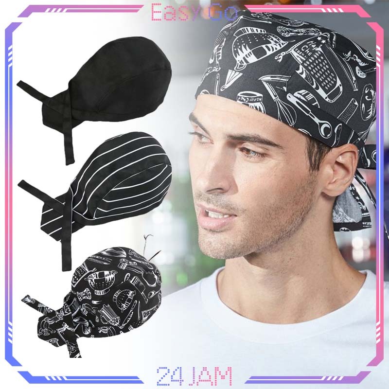 Topi Koki Chef Topi Chef Wanita Pria Topi Koki Jepang Universal Topi Kitchen Hitam Adjustable Topi K