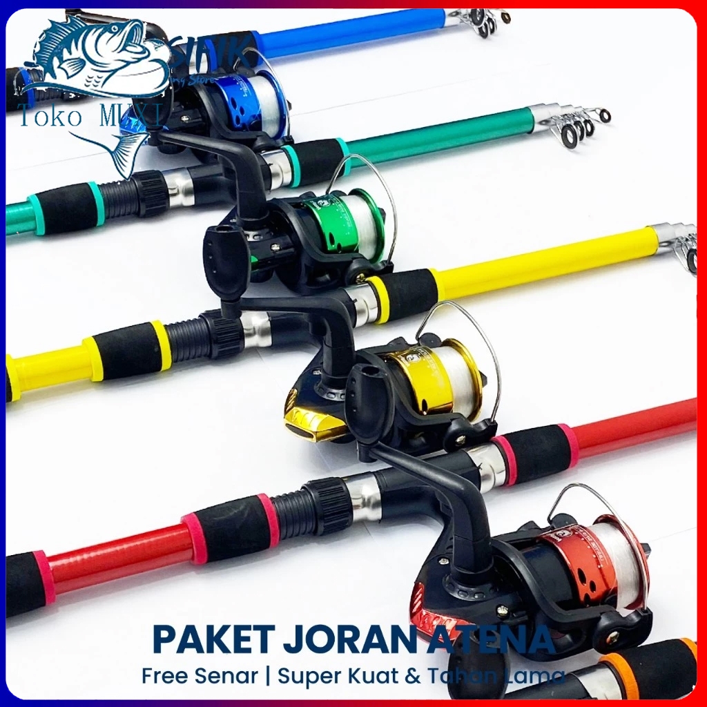 1 Set Joran Pancing Antena Telescopic Portable Joran Antena Bundling Reel Pancing Free Senar Pancing