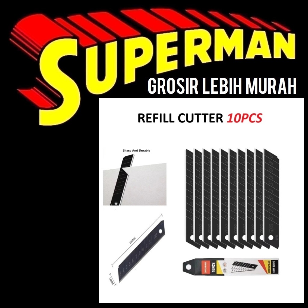

(GB6) 1 BOX ISI 10 CUTTER BAJA HITAM besar premium anti karat universal per kotak superman jogja supermanjogja
