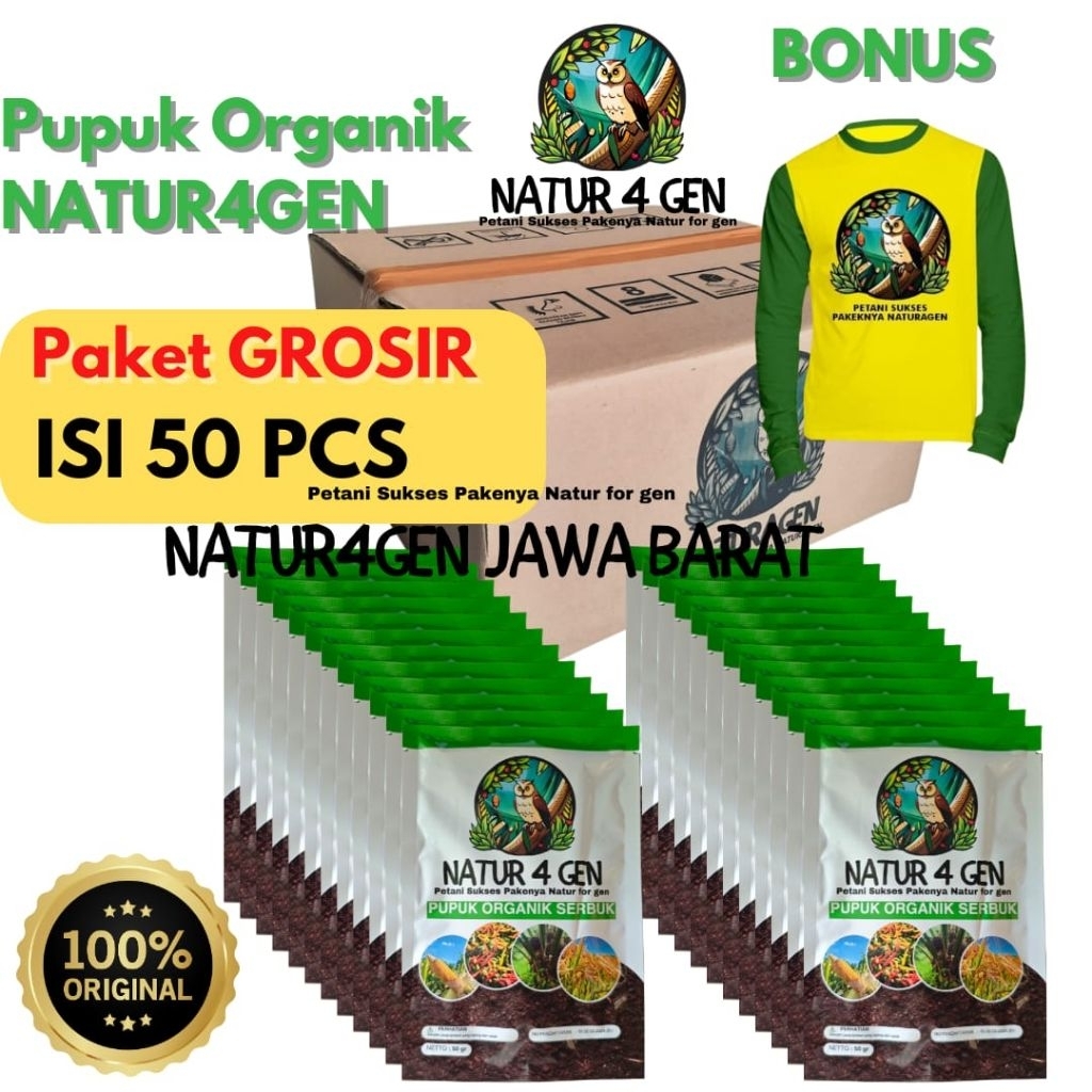 50 Pcs Bio Organik natur4gen (Bonus KAOS premium) PAKET GROSIR naturagen serbuk naturagen pupuk pupu