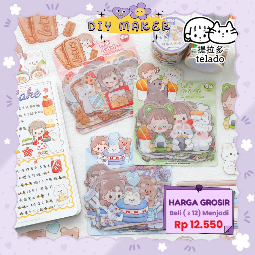 

DM 1 Pack 30pcs Sticker Decor Set Stiker DIY Dekor Buku Diary Telado Lotus Stiker Anti Air - TLD15