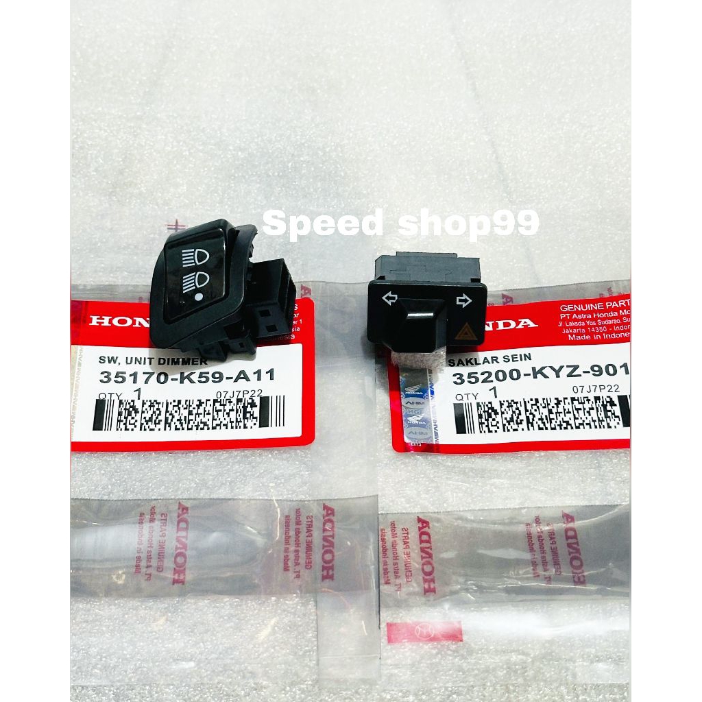 Saklar sein Hazard KYZ + Tombol lampu dim 3pungsi K93 Scoopy esp LED 2017-2020 Beat Deluxe 2020-2025