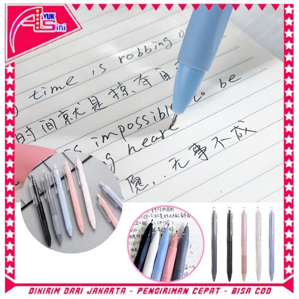 

AS Pulpen Gel Retractable 0.5mm Pena Cetekan Warna Polos Tinta Hitam Pena Aesthetic Cepat Kering Pen Tinta Gel Mekanik Ujung Lancip Bolpoin Cetek Alat Tulis Kantor Cute Ballpoint School Stationery ATK Murah