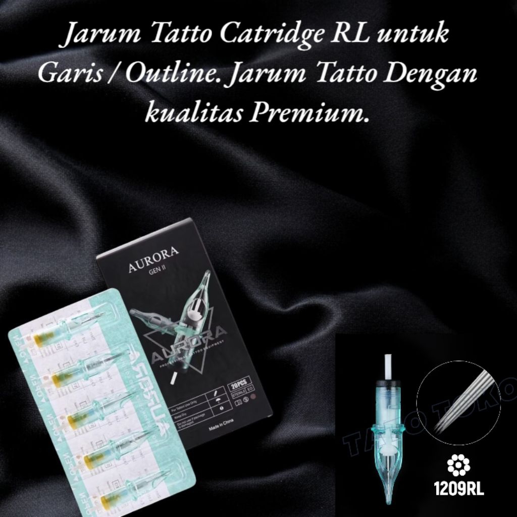 Jarum Tatto Catridge 09RL untuk Garis / Outline. Selembar isi 5 Batang. Jarum Tatto Dengan kualitas 