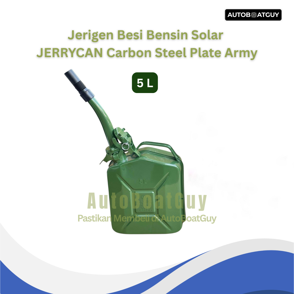Jerigen Besi Bensin Solar JERRYCAN Carbon Steel Plate Army 5 Liter / 5 L