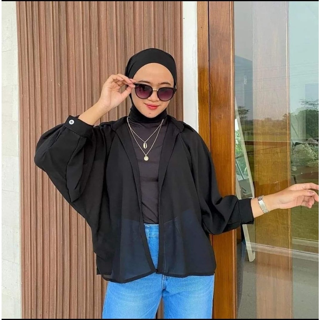 Cardigan Yola Batwing Basic Outer Atasan Wanita Size Jumbo