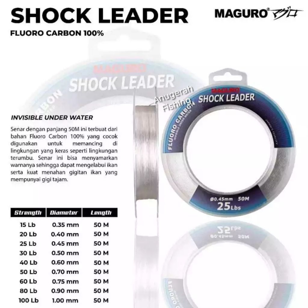 Senar Leader Maguro FC Leader | Flouro Carbon | Saltwater | Kuat | Nylon | Alat pancing original