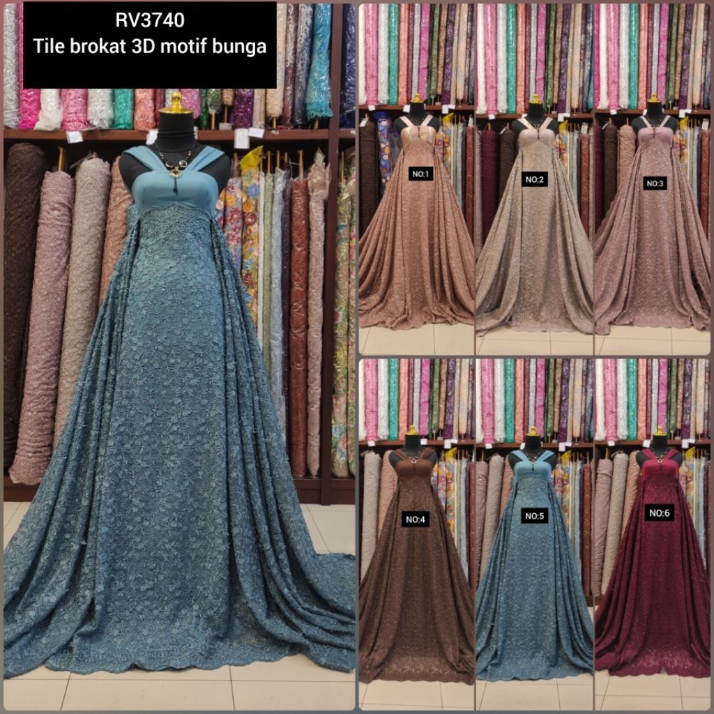 Tile brokat 3D motif bunga RV3740varian