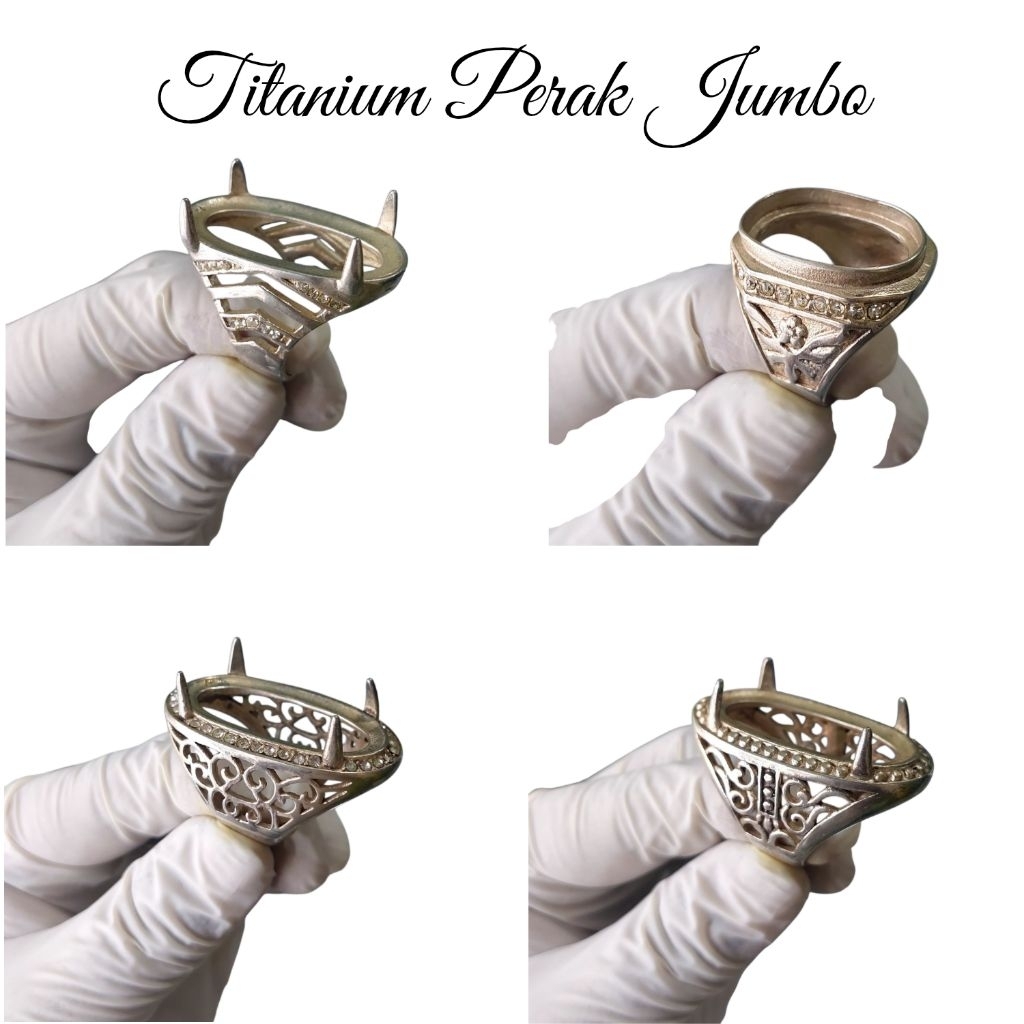 Cincin Akik Titanium Perak Jumbo Ring Cincin Size Batu Besar