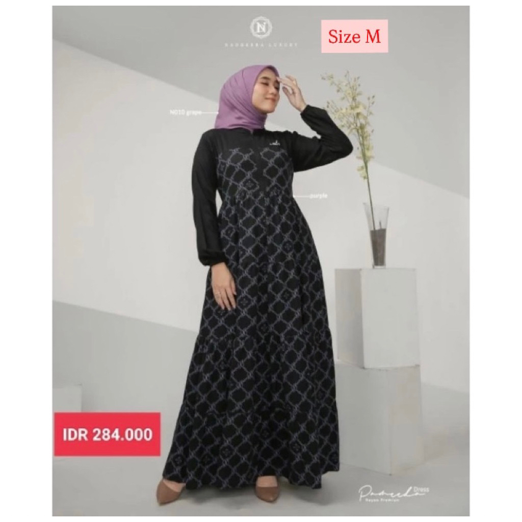 New / Pl Dress Nadheera Luxury sale promo Mewah Burgundy inner+outer Dress Alfasa ori warna Frappuch