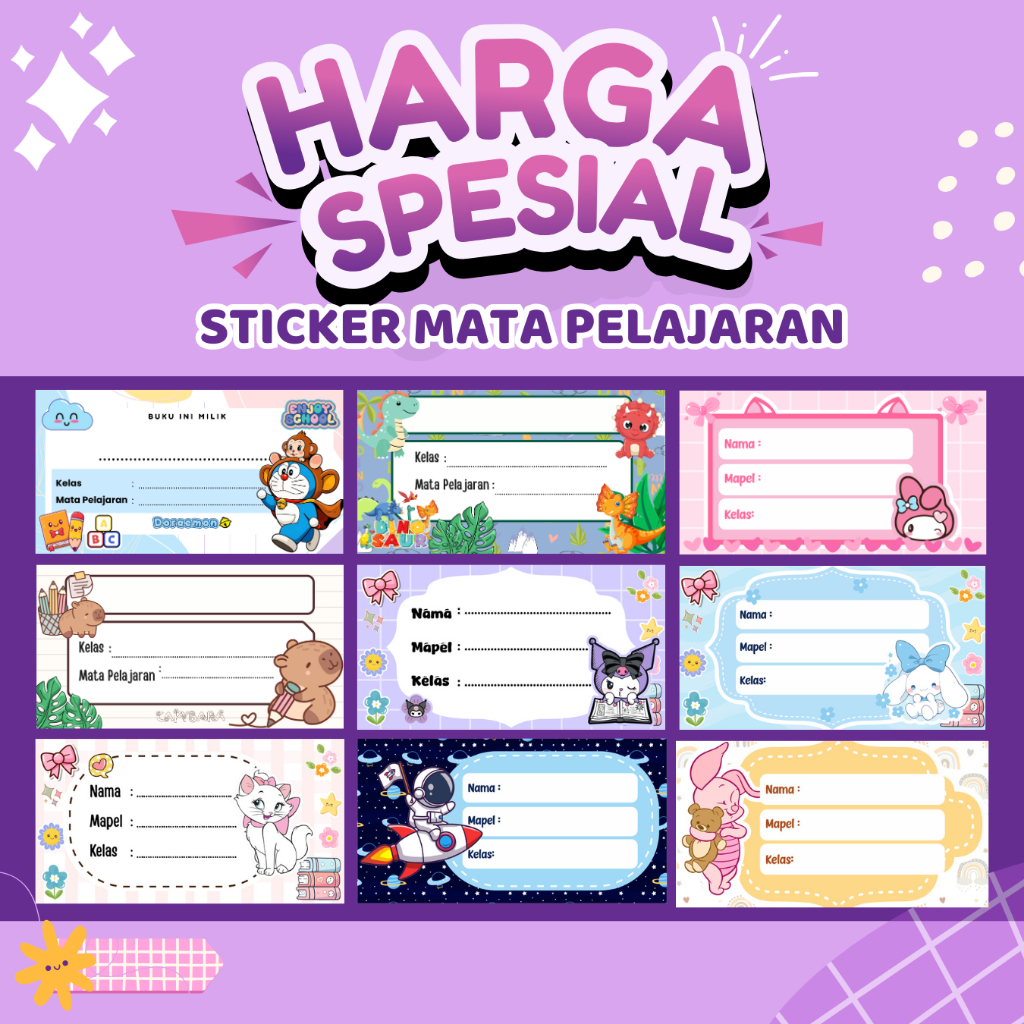 

(GROSIR) COD!!! Cetak Sticker Nama Buku\STICKER LABEL BUKU/STICKER NAMA BUKU PELAJARAN iSI 44 Pcs