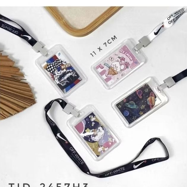 

Tali ID card holder tali bisa tarik name tag kartu motif lucu murah organizer atk