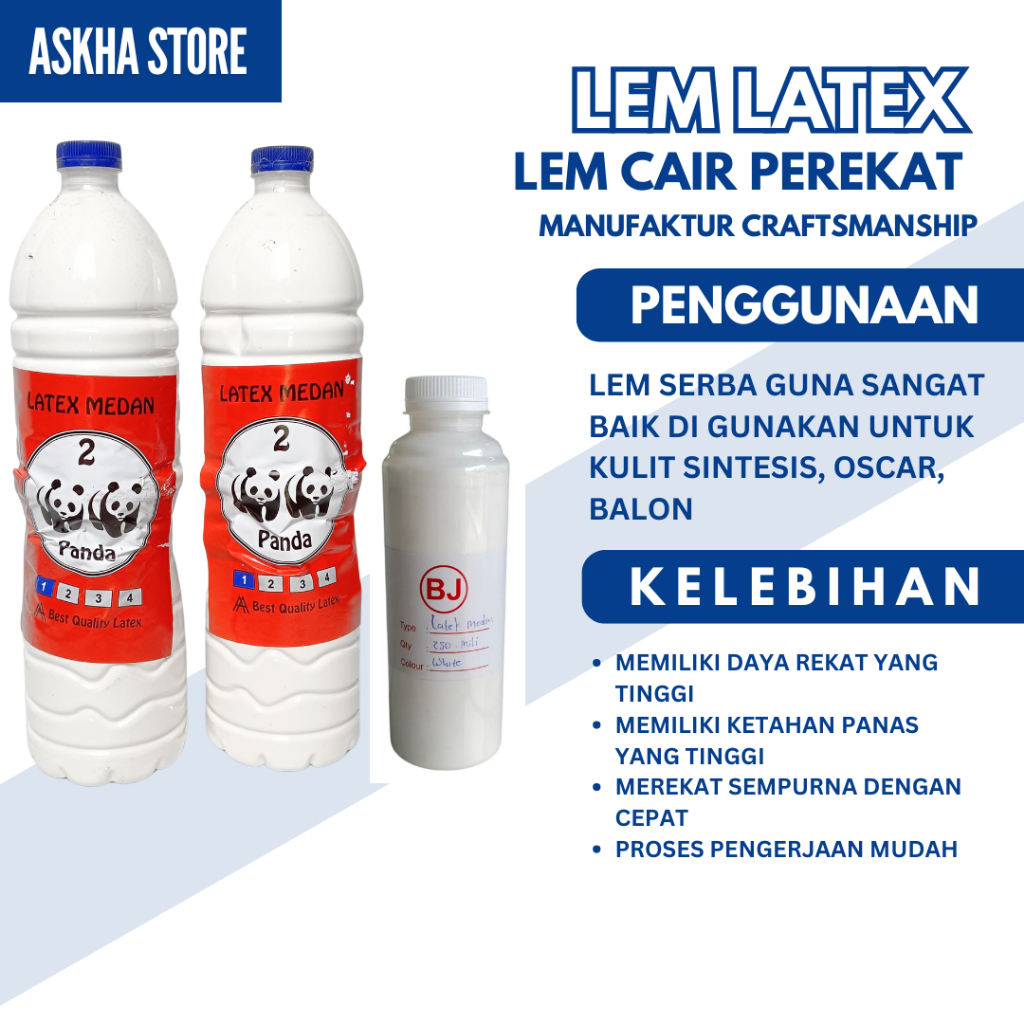 

Lem Latex Medan Serbaguna Kuat & Tahan Lama - Isi 1.5 L dan 250 mili