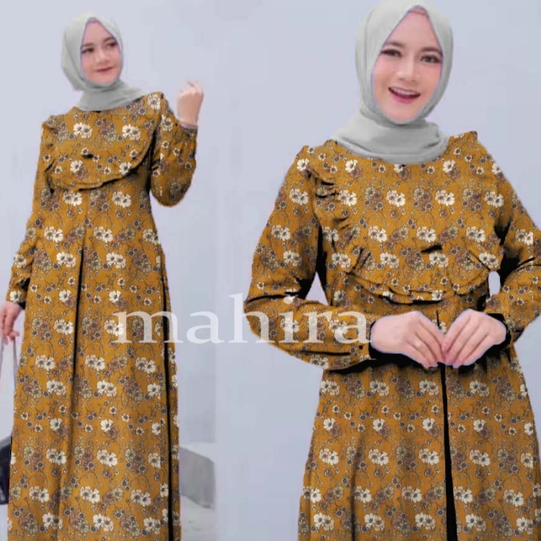 Series Raya Gamis MAHIRA Muslim Syari Resleting Depan Lengan Panjang Wanita Jumbo Remaja Dewasa