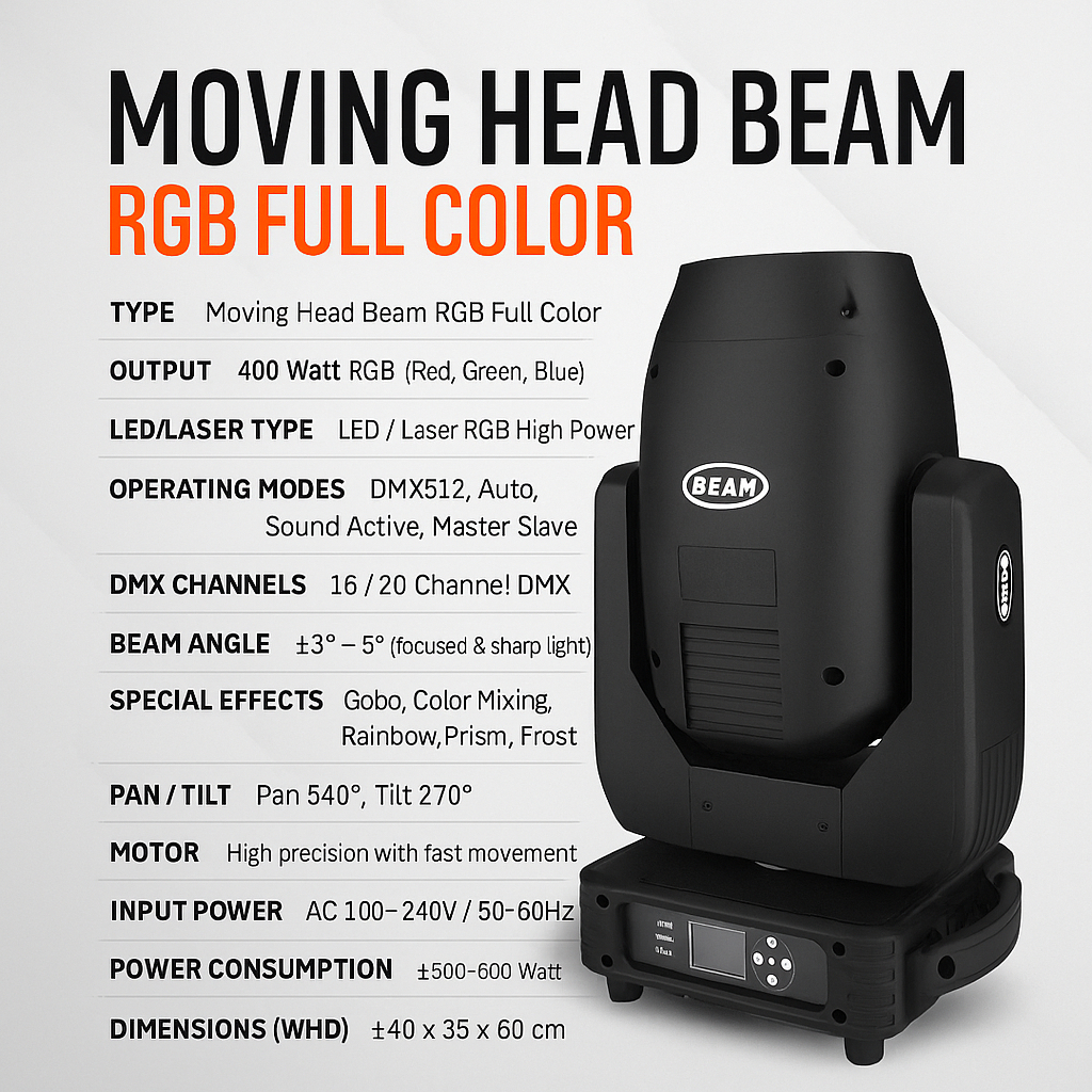Moving Head Beam 400W RGB Full Color