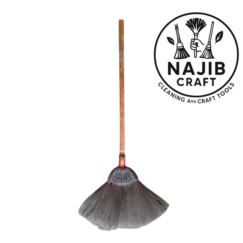 Sapu Ijuk Gagang Rotan -  Sapu Lantai Ijuk