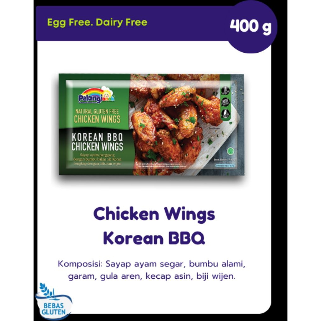

Chicken Wings Korean BBQ Gluten Free Pelangi Family Frozen Food | Halal | No MSG | Tanpa Gula Rafinasi | Tanpa Pengawet | Tanpa Pewarna | Tanpa Bahan Kimia | Bahan Alami | Makanan Anak | Kids Meal | Makanan Sehat | Wings | It's Superfood | Superfood Store