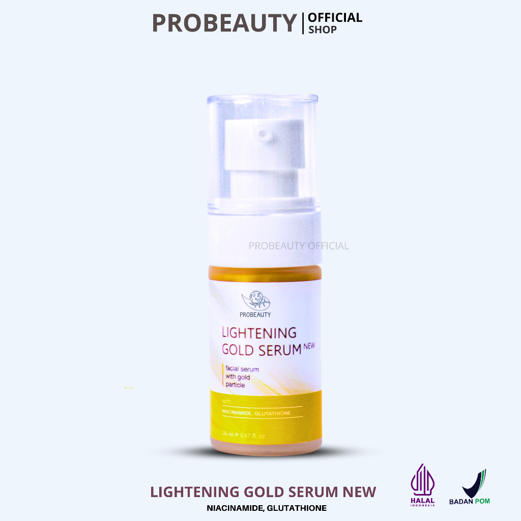 Probeauty Lightening Gold Serum Niacinamide Glutathione Facial Serum Malam Memutihkan Wajah Glowing
