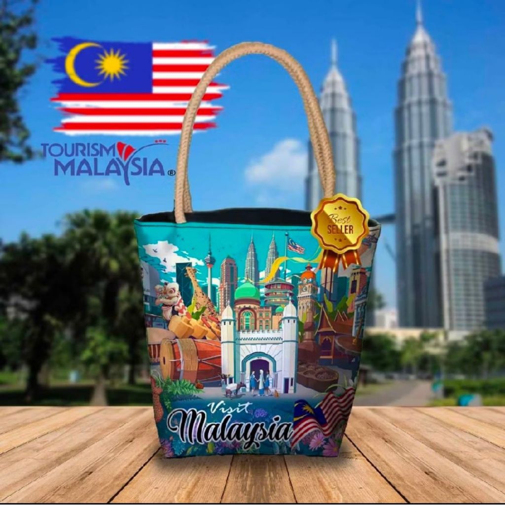 Tote bag mini motif malaysia-tote bag wanita-tas bahu wanita-oleh oleh malaysia