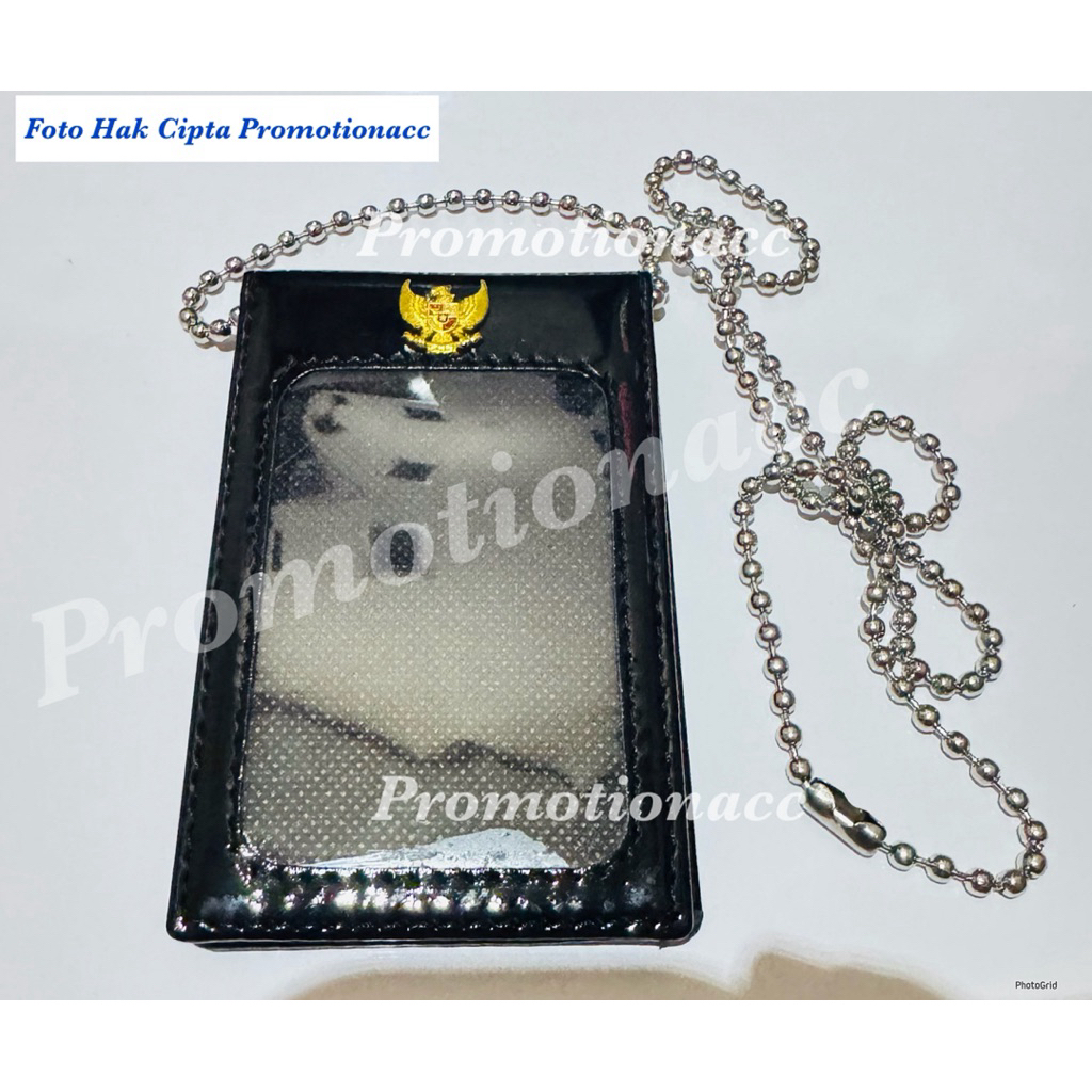

Dompet Kartu GARUDA Plus Kalung Rantai / Dompet ID Card Name Tag Saku Kalung Rantai GARUDA 2 sisi Magnet Kulit Hitam Glossy PREMIUM