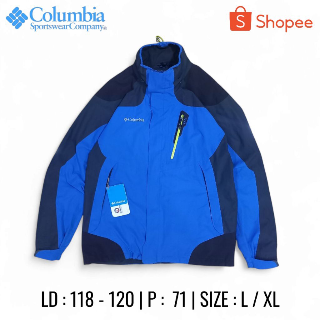 Jaket Outdoor Columbia Biru Hitam Size L