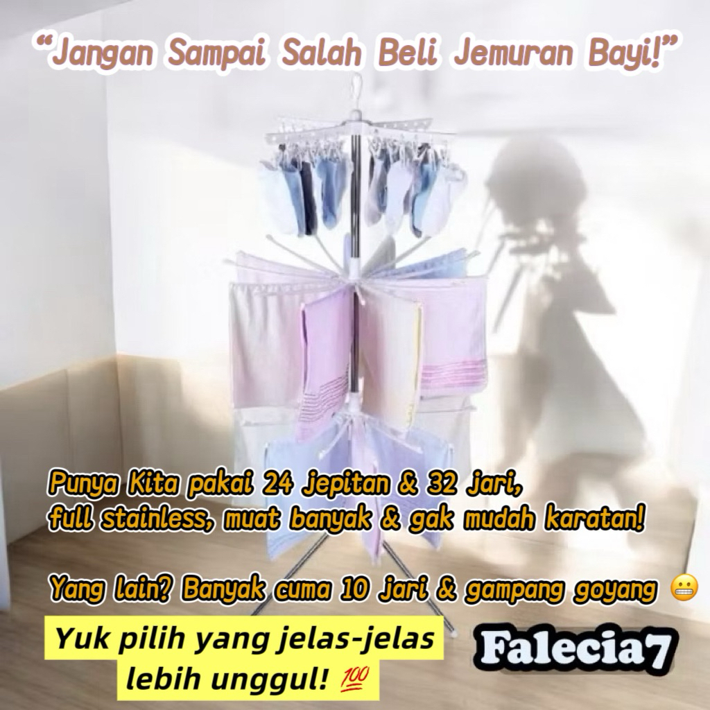 L4 - Jemuran Menara 32 Jari | Jemuran Baju Bayi | Jemuran 3 Susun  | jemuran pakaian bayi / jemuran 