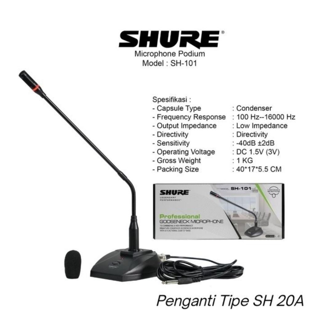 microphone meja podium shure sh 101