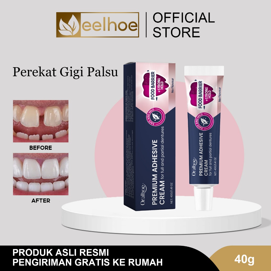 Oralhoe Lem Gigi Palsu 40g Gigi Palsu Instan Lem Gigi Palsu Tahan Lama Lem Perekat Gigi Palsu Bahan 
