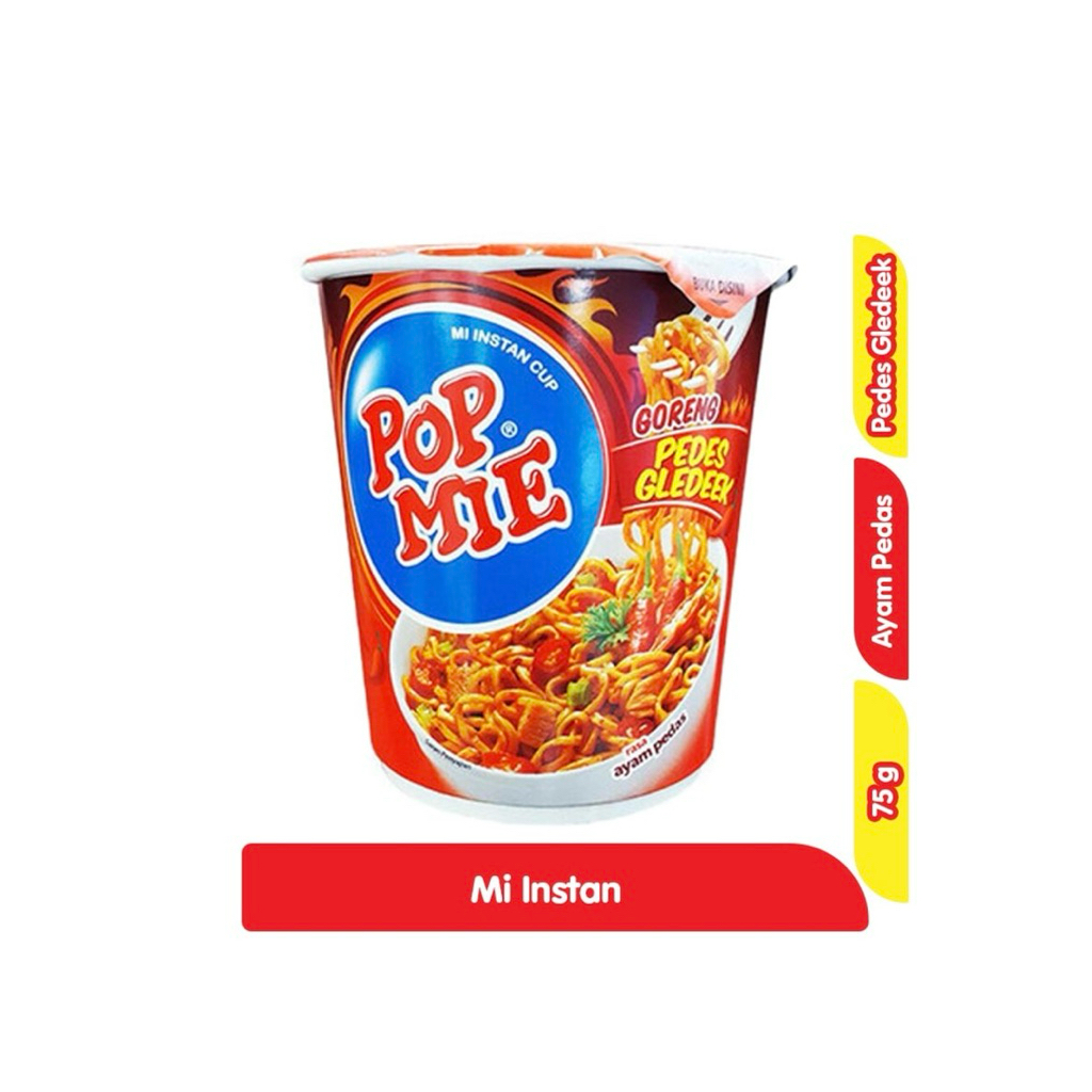 

1 DUS ISI 12 Cup POP MIE MI INSTAN GORENG PEDAS GLEDEEK 75 gr