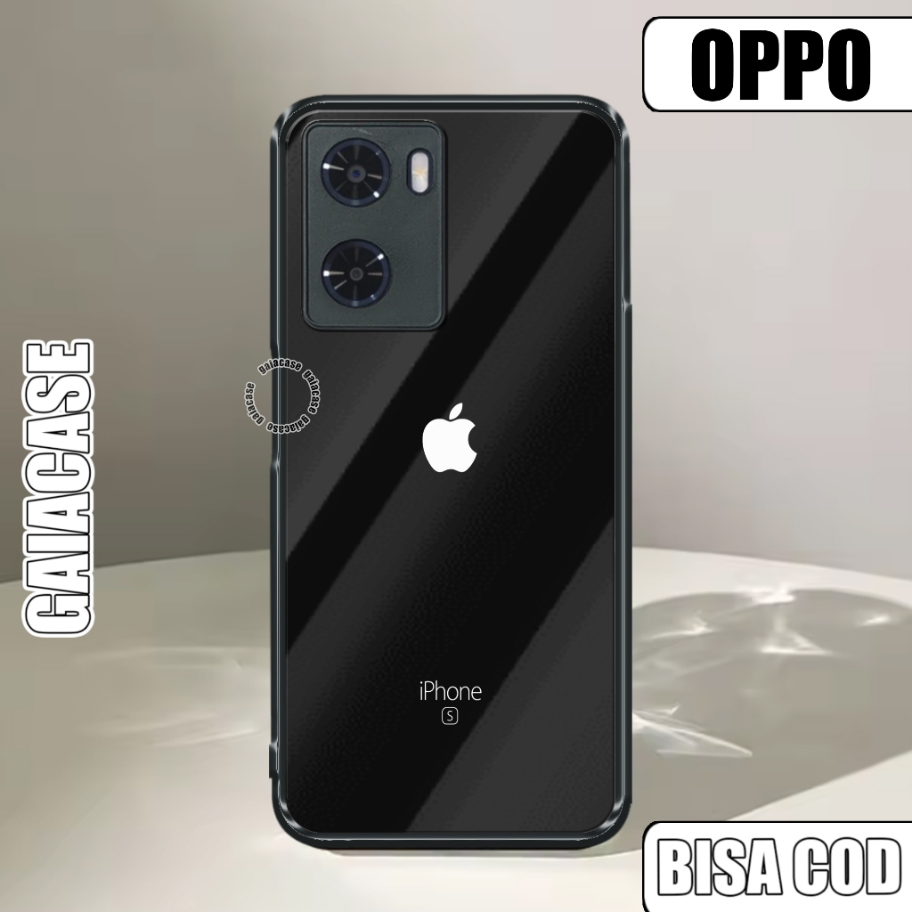Case OPPO A57 2022 A77S - Casing OPPO A57 2022 A77S A57 4G MOTIF LOGO IPHONE Hardcase Premium Glossy