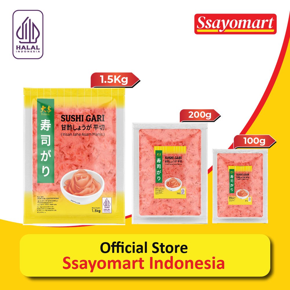 

DAIKICHI Sushi Gari Merah / Acar Jahe Merah / Red Ginger Pickle - 100gr 200gr 1.5kg HALAL