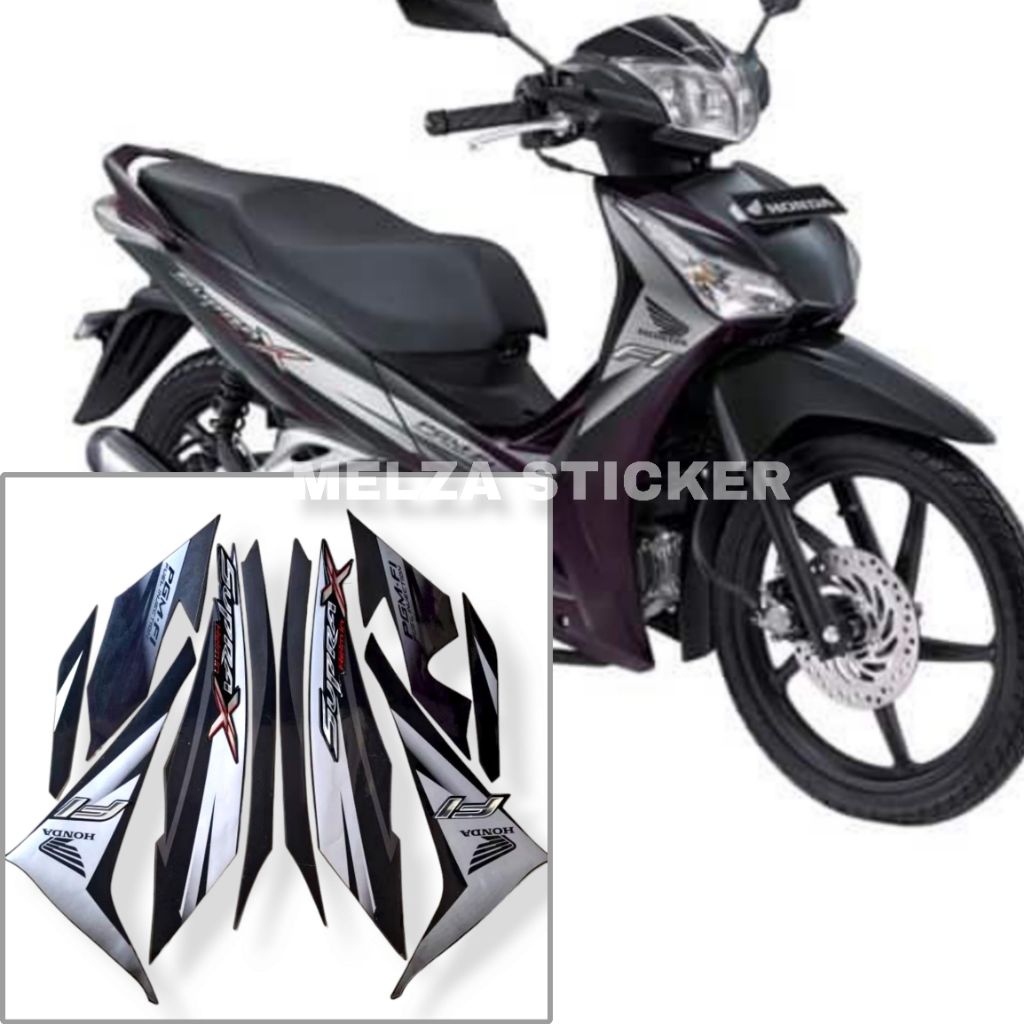 Stiker Striping Lis Body Motor Supra X 125 Helm in 2012 Fi Hitam Violet