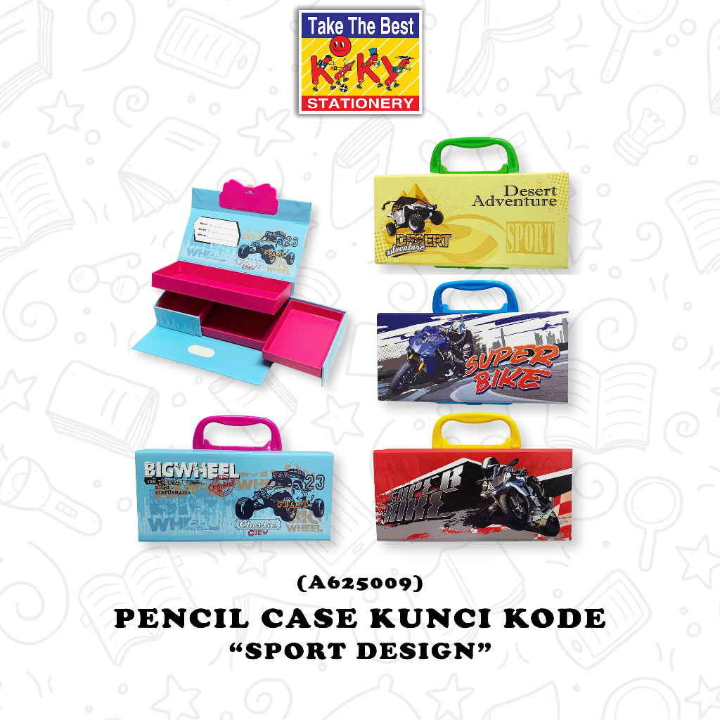 

Tempat Pensil Susun 3 dengan Kunci Kode KIKY / Pencil Case Kunci Kode - Motif Random
