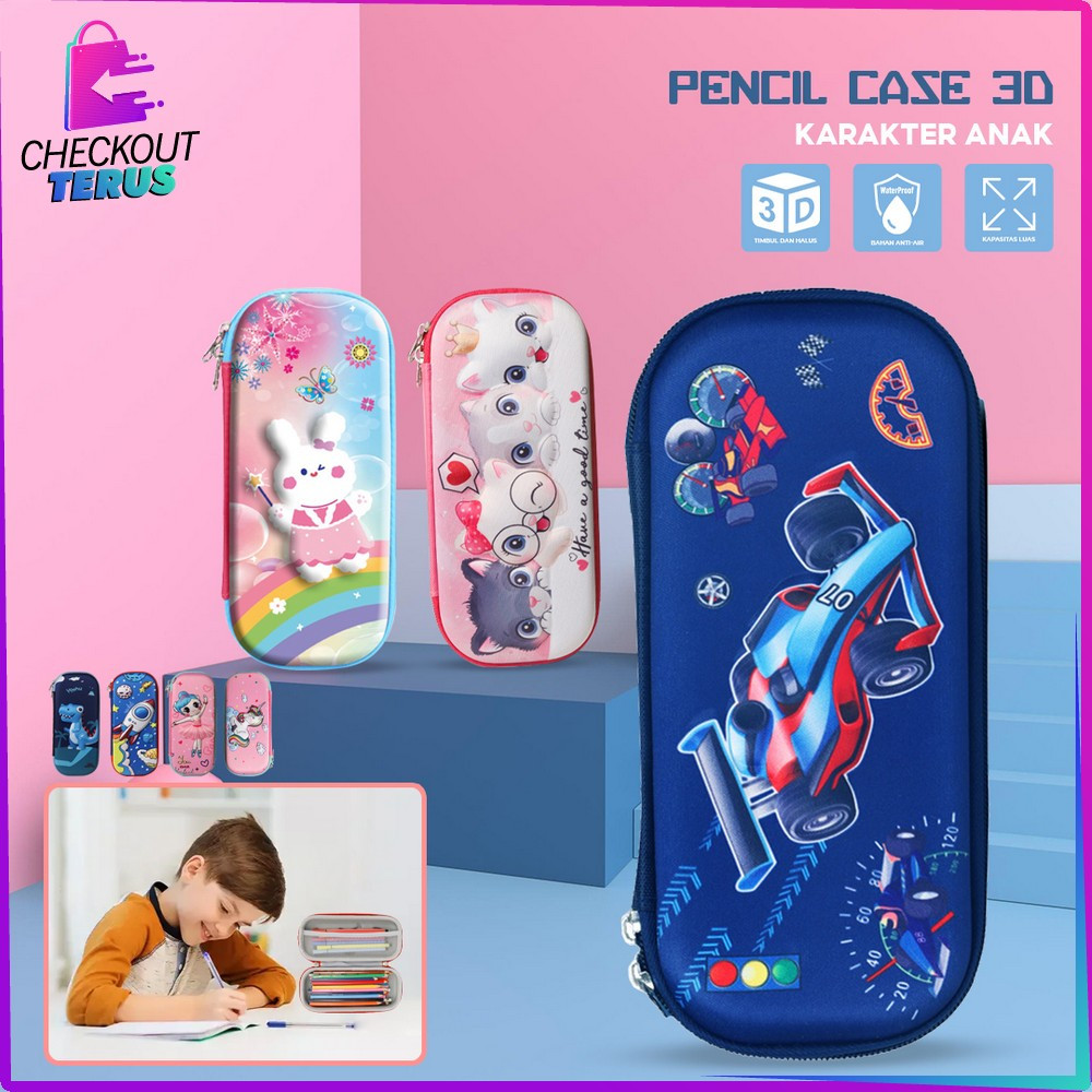 

EC CT A39 Kotak Pensil 3D Karakter Timbul Tempat Pensil Anak Sekolah TK Penyimpanan Alat Tulis Anti Air Import