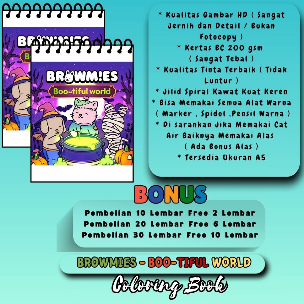 

BROWMIES BOOTIFUL WORLD Coloring Book Cute Buku Menggambar Mewarnai Anak Remaja Dewasa Murah Bagus