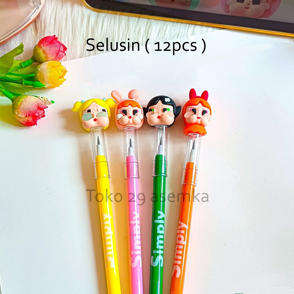 

12PCS SELUSIN PENSIL SUSUN CRY BABY BENSIA REFILL BISA ISI ULANG KARAKTER UNIK ALAT TULIS SEKOLAH
