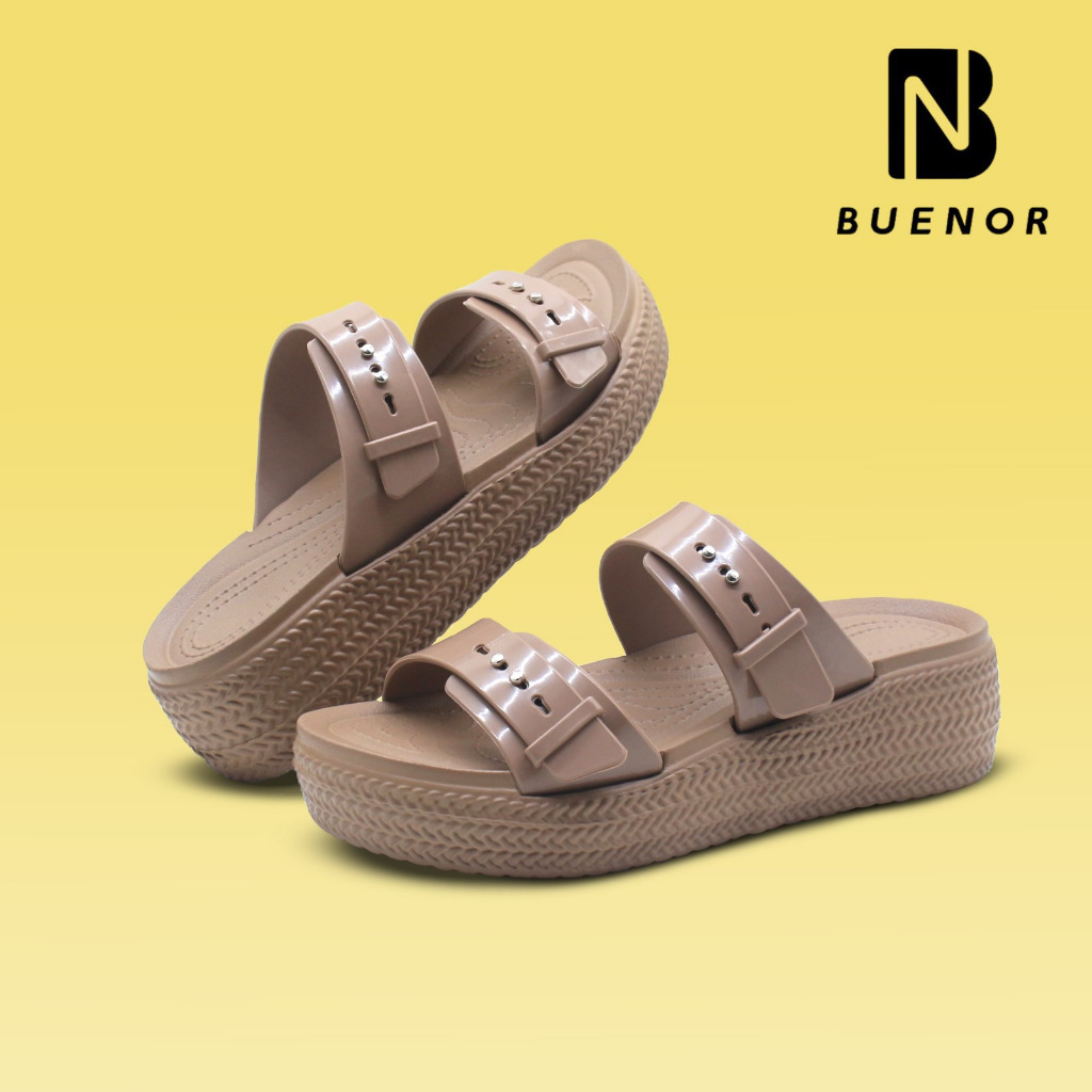 BUENOR -  Sandal strap Kancing Wedges Kekinian