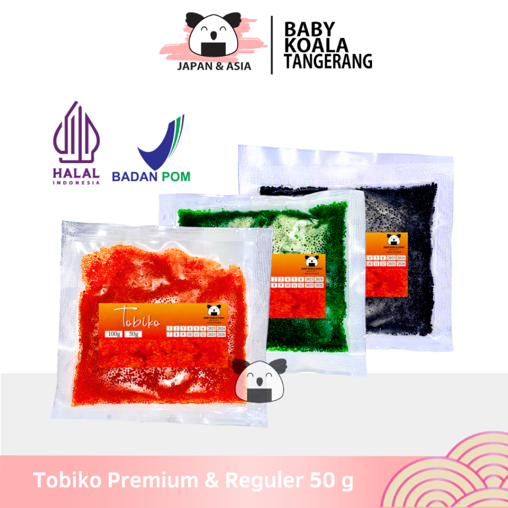 

TOBIKO Premium Orange Green Black 50 g Halal │ Telur Ikan Terbang Oren Berbumbu │ Seasoned Flying Fish Roe -BKT