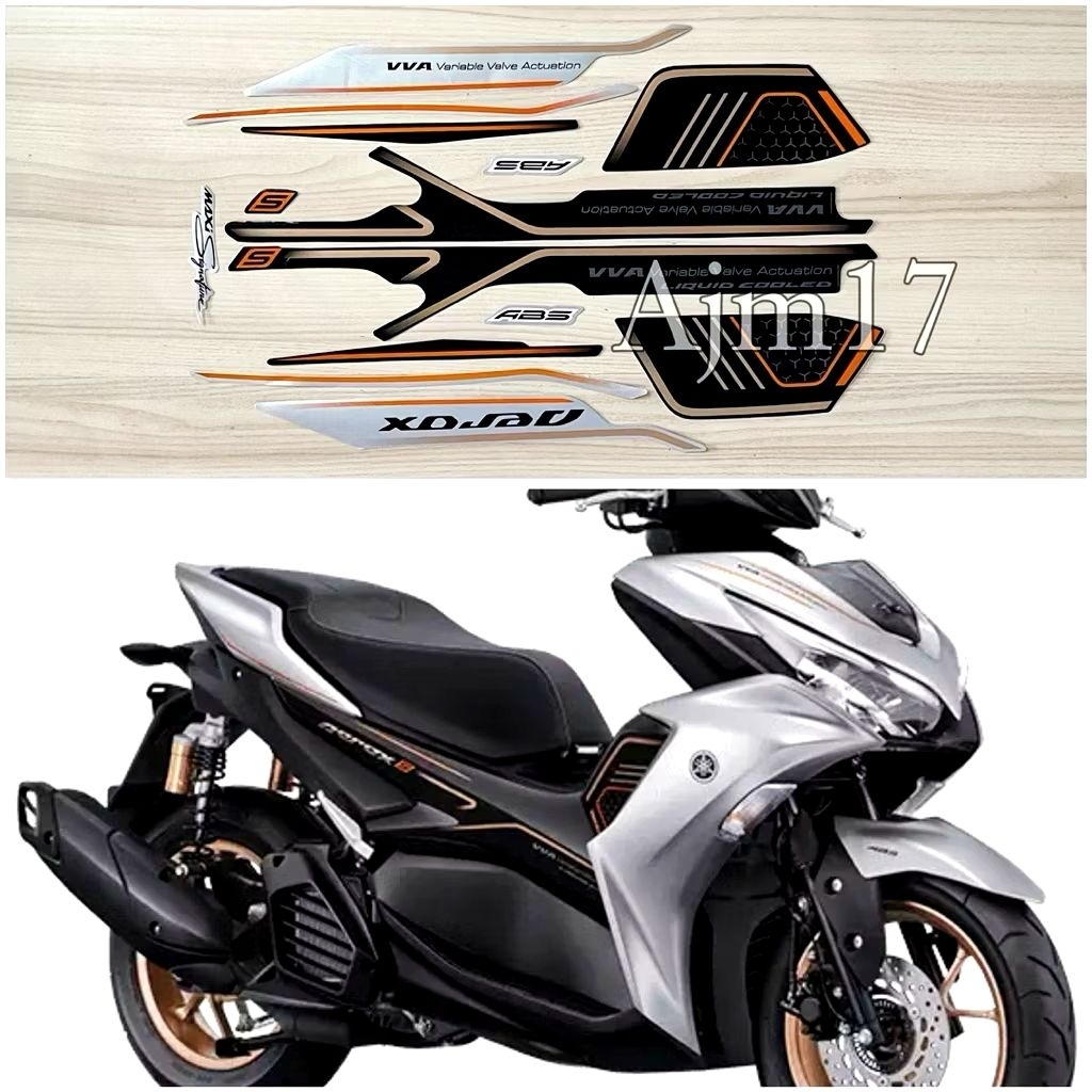 Striping lis sticker motor yamaha aerox s Abs 2023 silver stiker aerox silver 2023 Abs