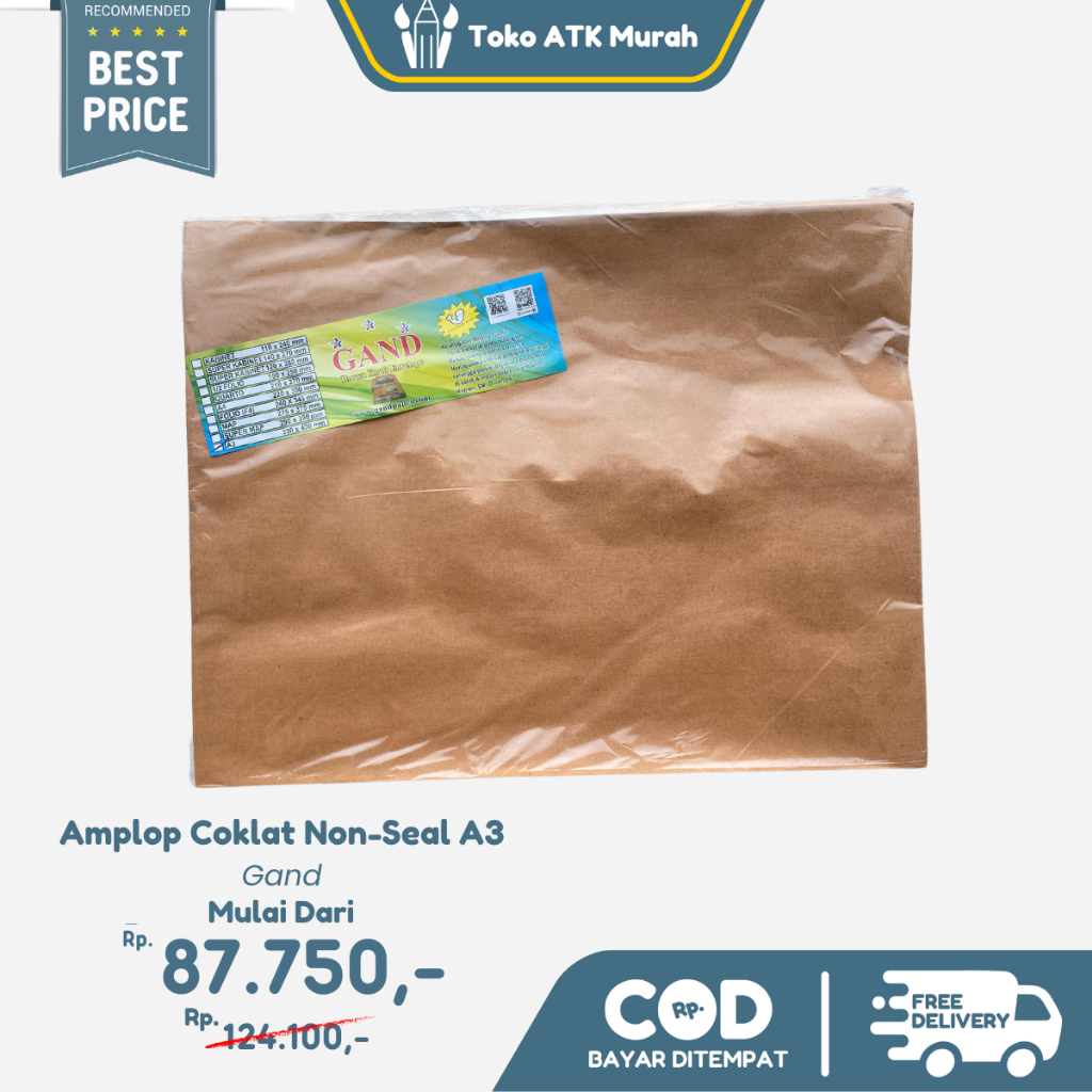 

Amplop / Map Coklat Ukuran A3 Non-Seal Gand