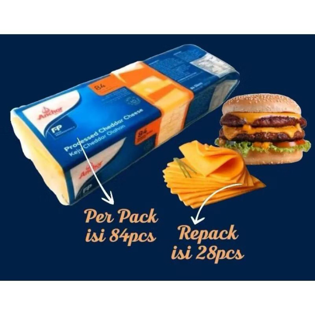 

Anchor Processed Cheddar Cheese Slice Orange repack 28 slice