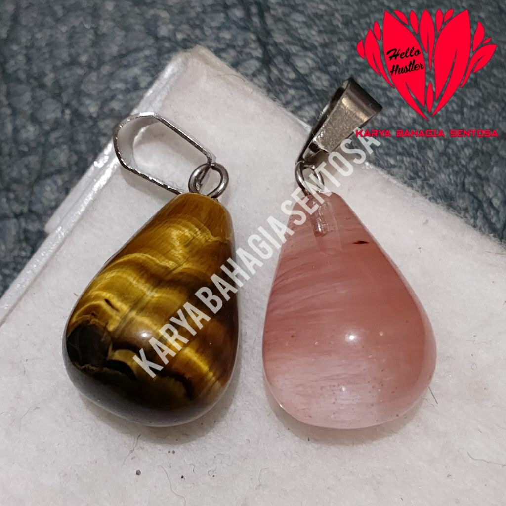 Liontin Pendant Batu Permata Merah Delima Bentuk Tetes Air Solid Batu Alami Natural Signature Collec