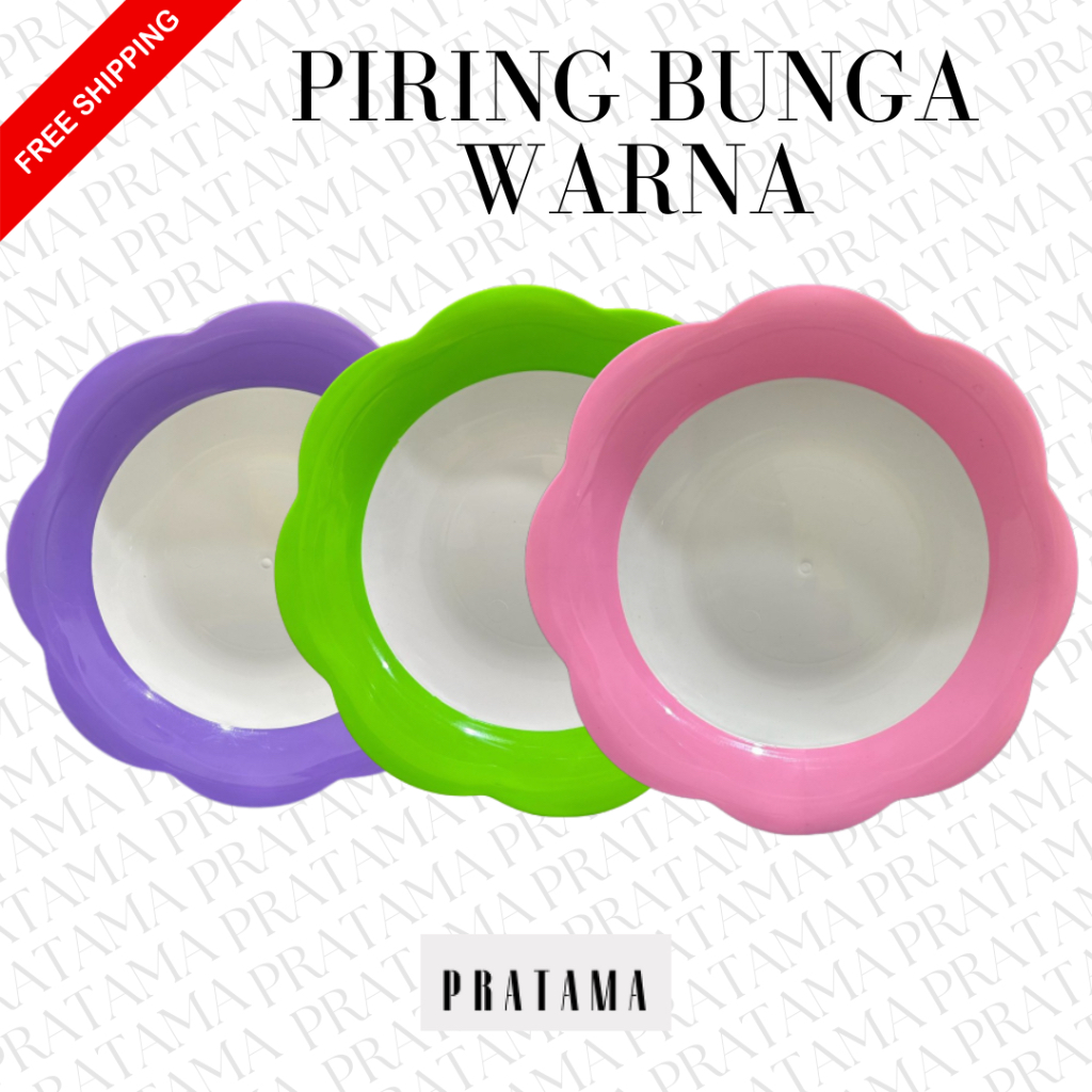 Piring plastik / Piring makan / Piring saji / Piring Lucu / Piring Bunga Warna