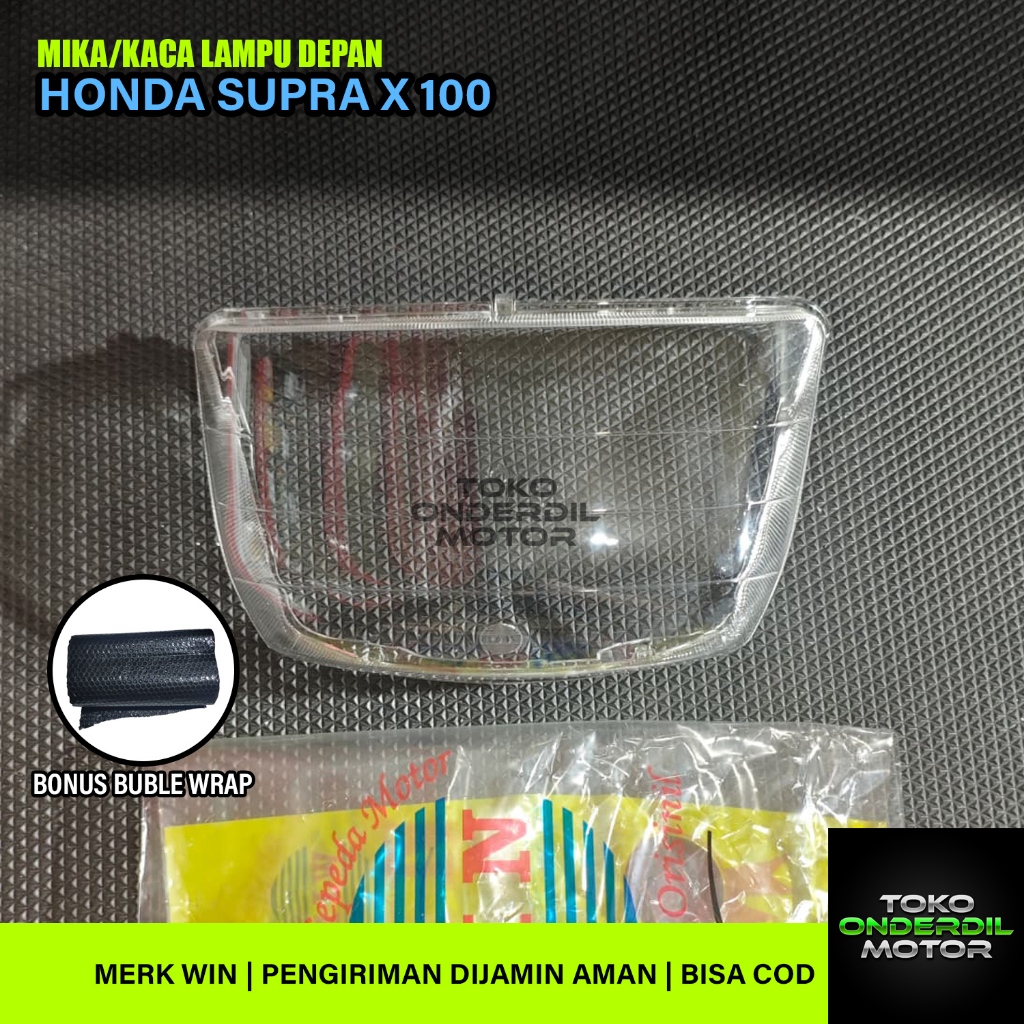 MIKA KACA LAMPU DEPAN HONDA SUPRA X 100 MERK WIN