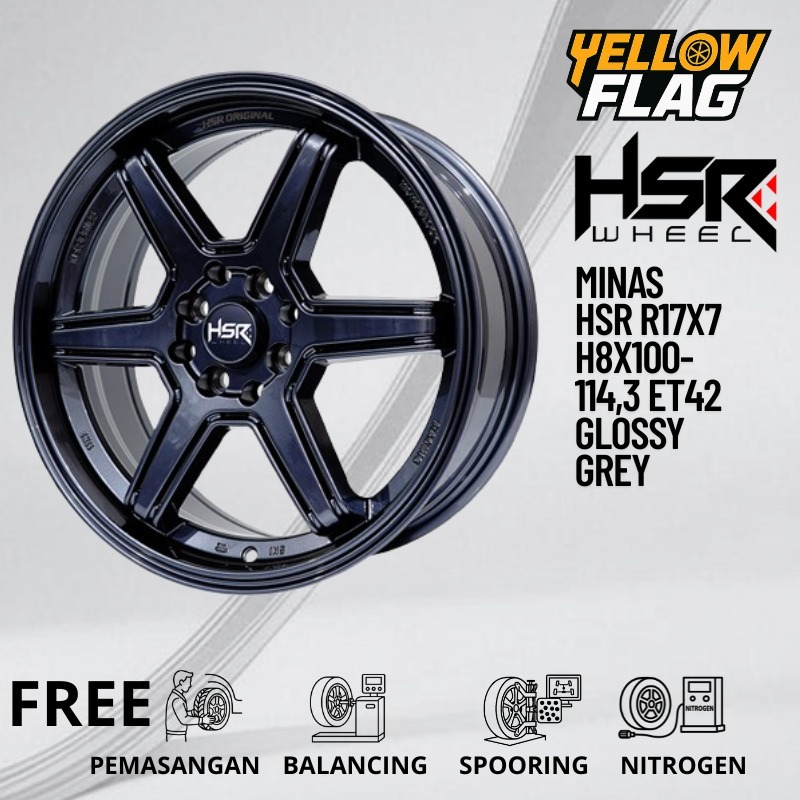VELG HSR MINAS RING 17 LUBANG 4 PALANG 6 MODEL TE37 R17 LEBAR 7 PCD 4X100 4X114,3 ET42 GLOSSY GREY