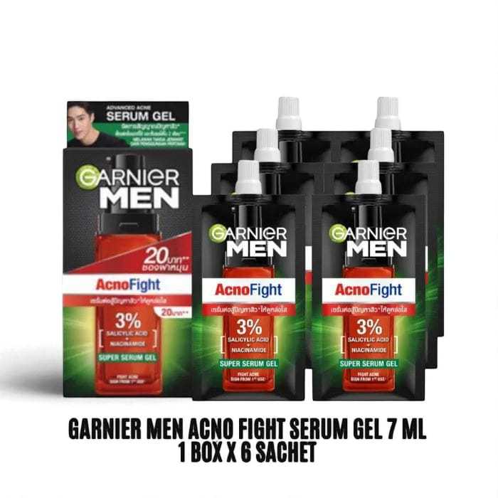 6 Pcs  Garnier Men Acno Fight Super Serum Gel 7ml Serum Garnier Men Original