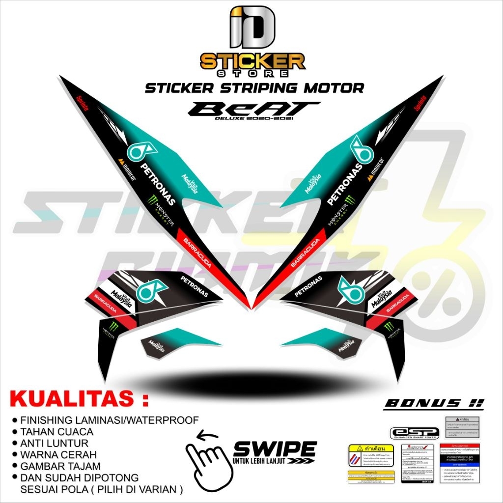 STRIPING BEAT DELUXE 2020 2024 MOTIF PETRONAS VARIASI MODIFIKASI STICKER MOTOR PNP