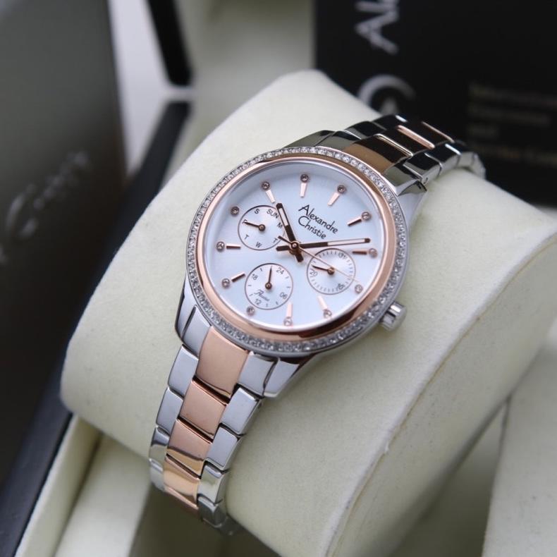 Jam Tangan Wanita Alexandre Christie AC 2A62 AC2A62 Silver Rosegold Original Garansi Resmi 1 Tahun